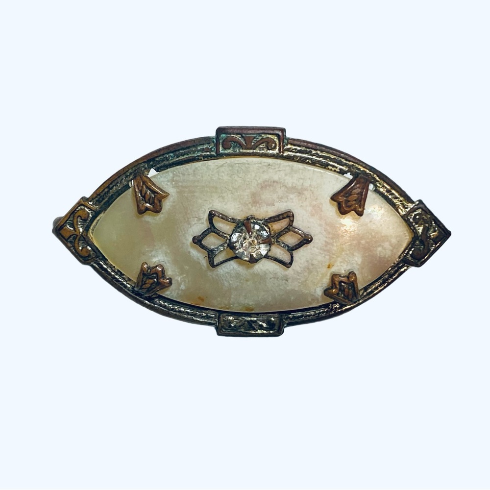 Silver and Diamond Rare Unique Antique Style Brooch Mid Mid Century Modern